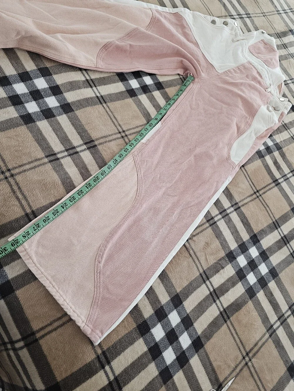 Cider Pink and White Patchwork Overalls - Picture 7 of 8
